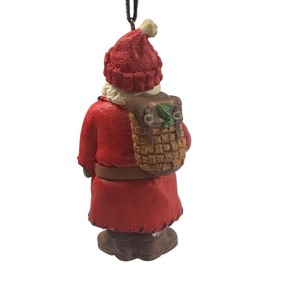 2003 Hallmark Kris Kringle Ornament With Woven Backpack & Red Coat Christmas - Picture 3 of 8
